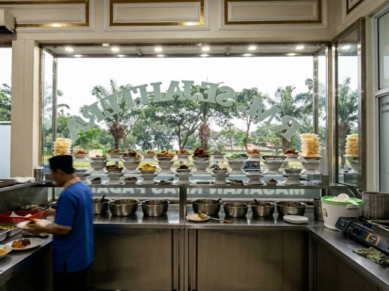 etalase lauk masakan Padang segar RM Sejahtera Grand Wisata Bekasi